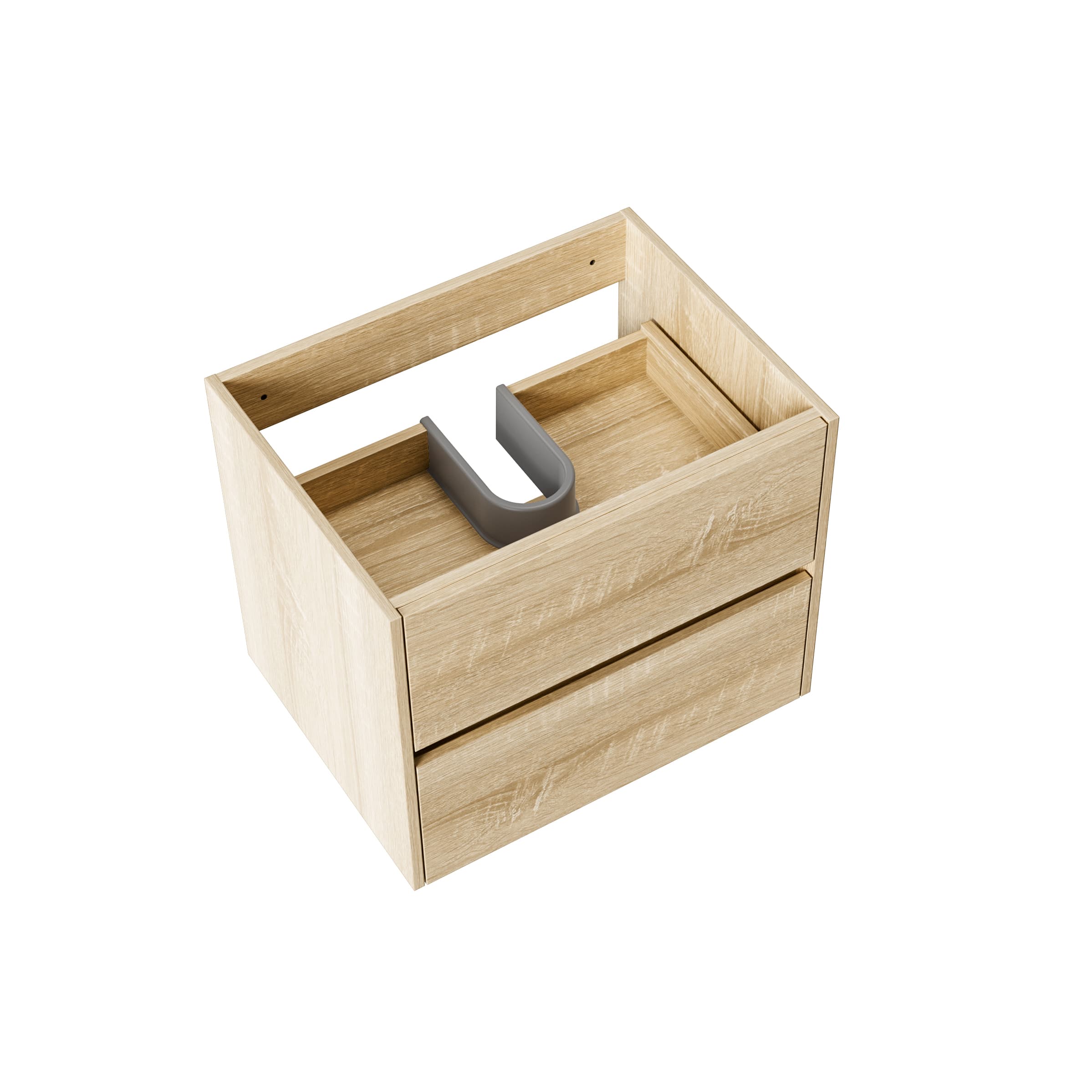 ALONI hayat meuble sous-vasque - 2 tiroirs - sans poignee - soft close – 59,5X50X45 cm - chêne