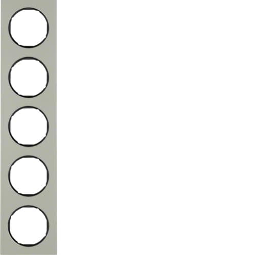 Plaque de recouvrement 5 postes Berker R.3 Inox / Noir