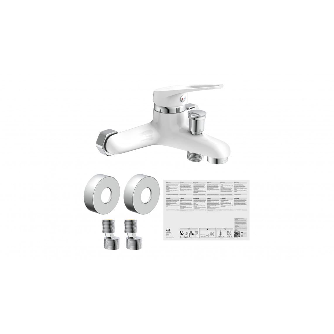 NI023SCR-W SPEED Badkraan, wit/chroom