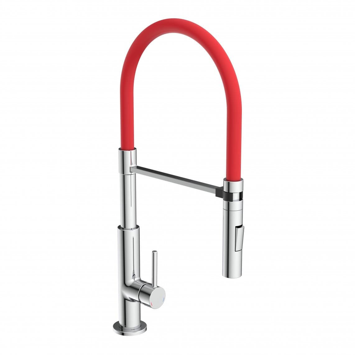 79180 STILO Keukenkraan, chroom/zwart, chroom/rood, met soft-touch slang
