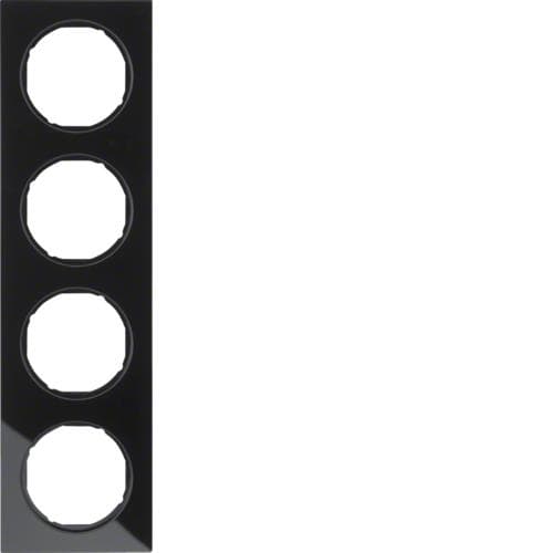 Plaque de recouvrement 4 postes Berker R.3 Verre, Noir