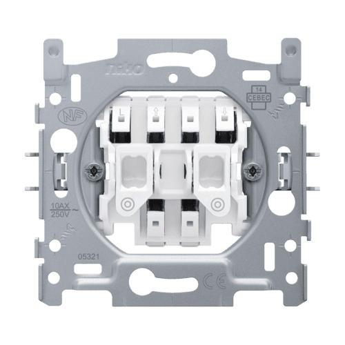 Socle pour bouton-poussoir pour volets, verrouillage électrique, 10 A, bornes à connexion rapide