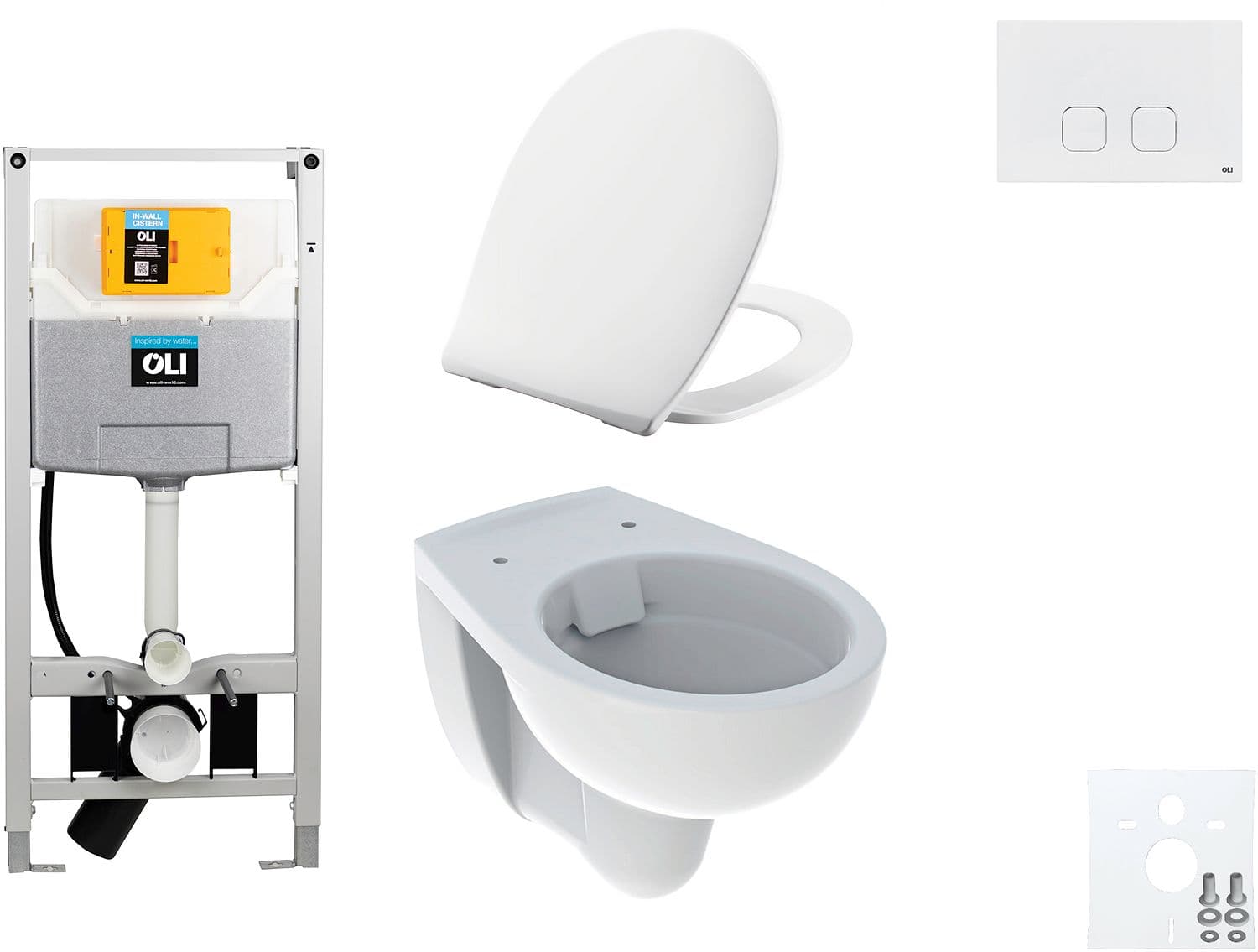 WALLFIX OLI WC SUSPENDU BASTIA RIMFREE PERSSALIT T SOFTCLOSE + LIFT-OFF + RIMLESS PLAIN BLANC