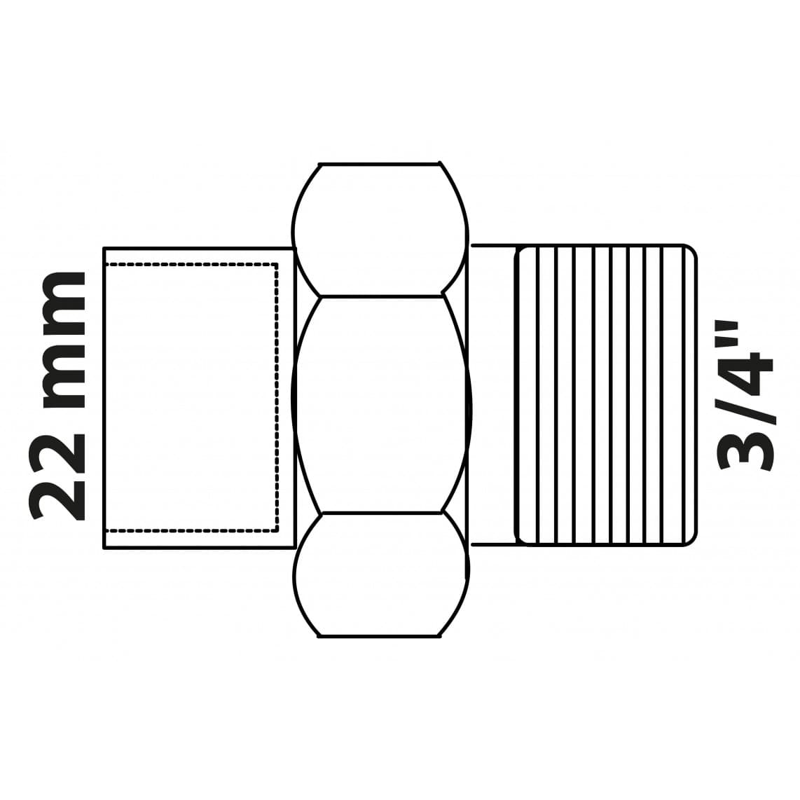 989243017 BR raccord à visser, vierge, 22 mm x 3/4" M, à joint conique, 1 manchon (4341g)