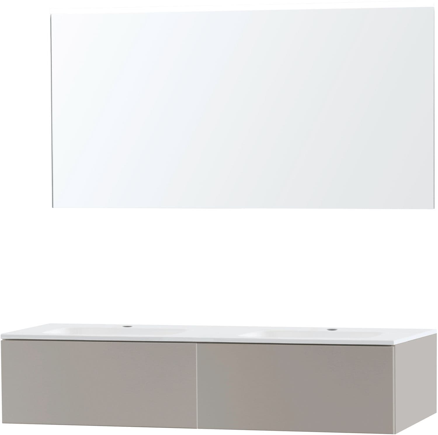 MEUBLE PURO DUO GRIS 140 1 TIROIR MARBRE SYNTHETIQUE MIROIR