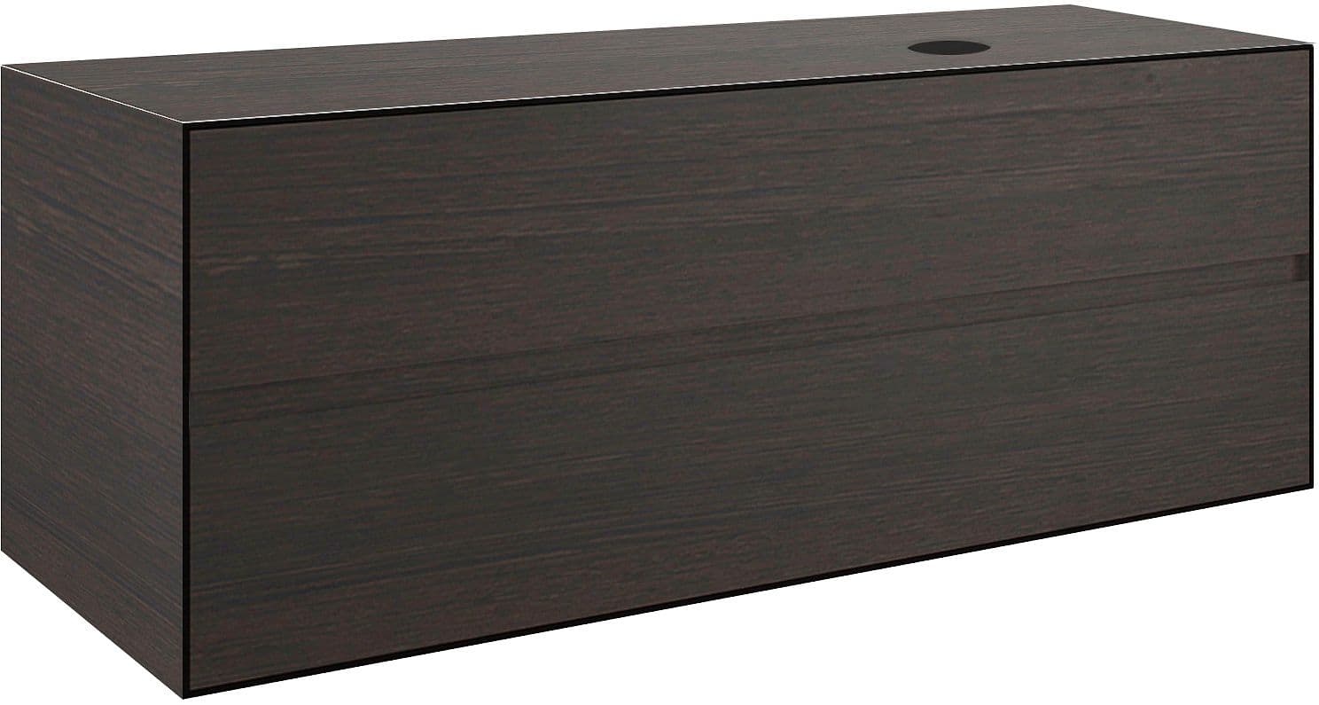 SOUS MEUBLE 2 TIROIRS+ TABLET POUR LAVABO A POSER DROITE TENSO 140CM SANS TROU ROBINET WENGE