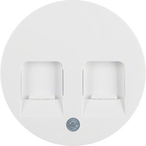 Enjoliveur avec 2 volets antipoussière et porte - étiquette Berker R.1 / R.3 Blanc polaire, brillant