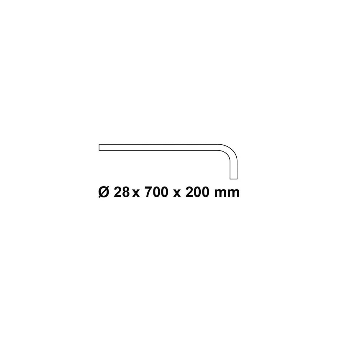 98819000 Tube de chasse d'eau 90° droit, chromé, 700 mm x 200 mm