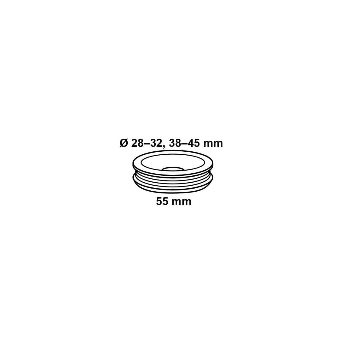 988245149 Dubletta-Blitz valpijpsok Euro-WC, chroom/zwart, 28-32/38-45 x 55 mm, met rozet