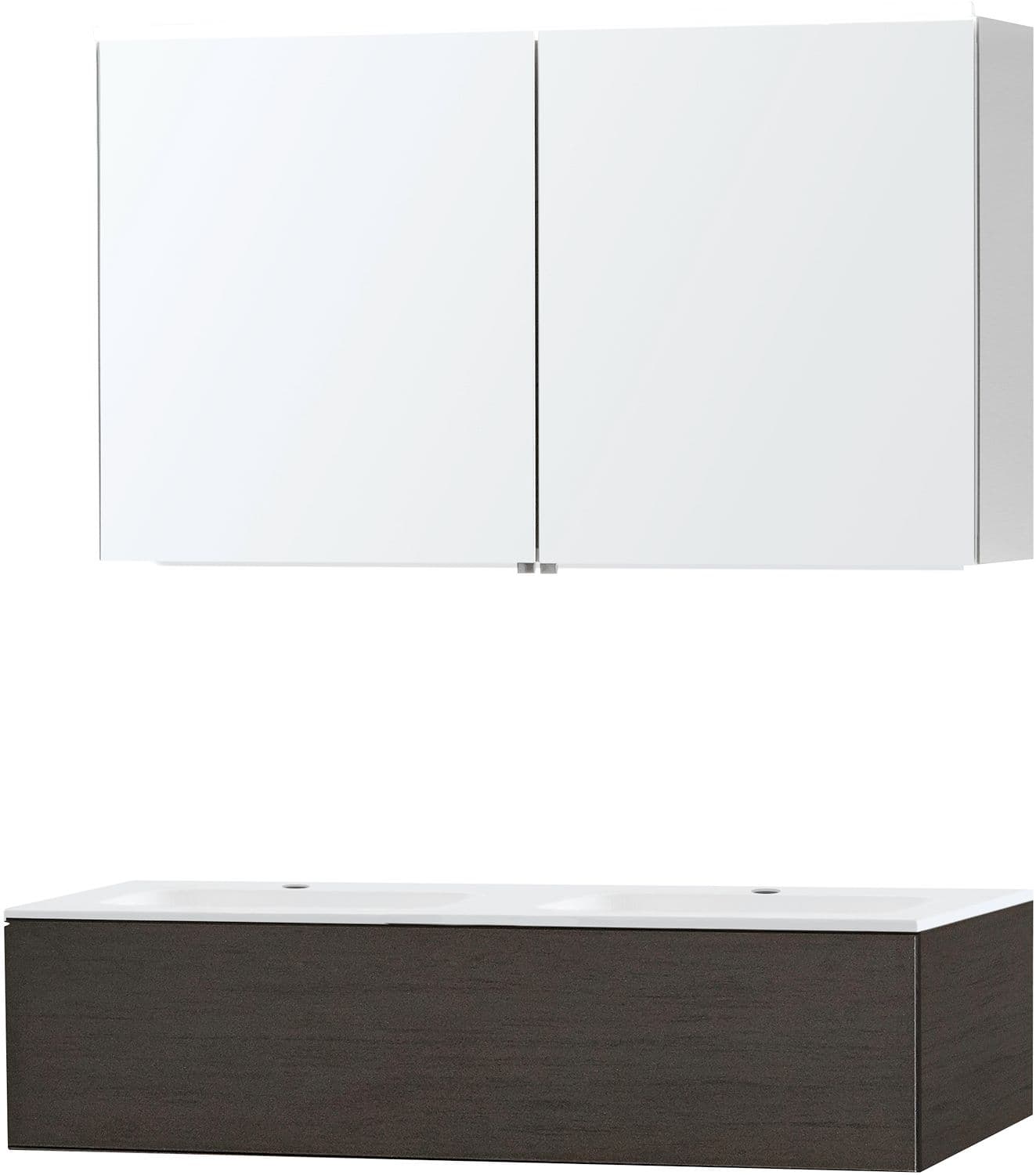 MEUBLE PURO DUO WENGE 120 1 TIROIR MARBRE SYNTHETIQUE ARMOIRE TOILLETTE