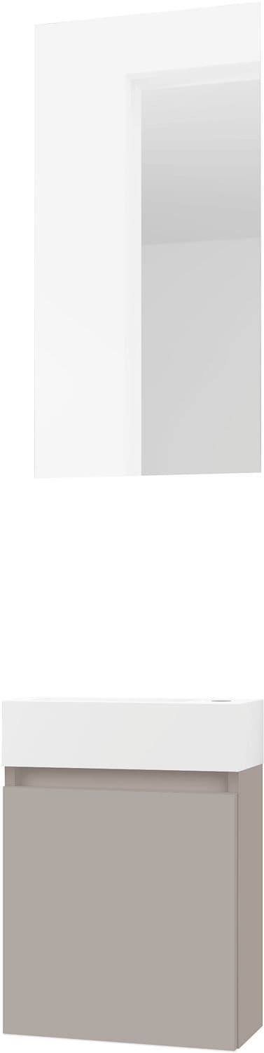 LAVE-MAINS FORM MINI PORCELAINE MAT WIT/ 1 PORT/MIROIR POUDRE GRIS
