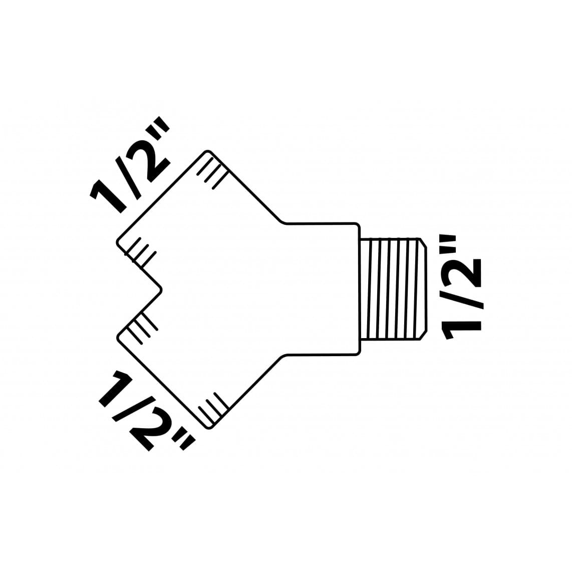989411155 LT raccord Y, chromé, 1/2" F x 1/2" M,