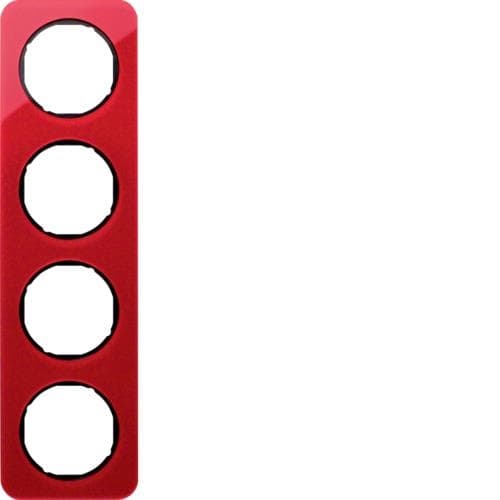 Plaque de recouvrement 4 postes R.1 acryl Rouge transparent / Noir