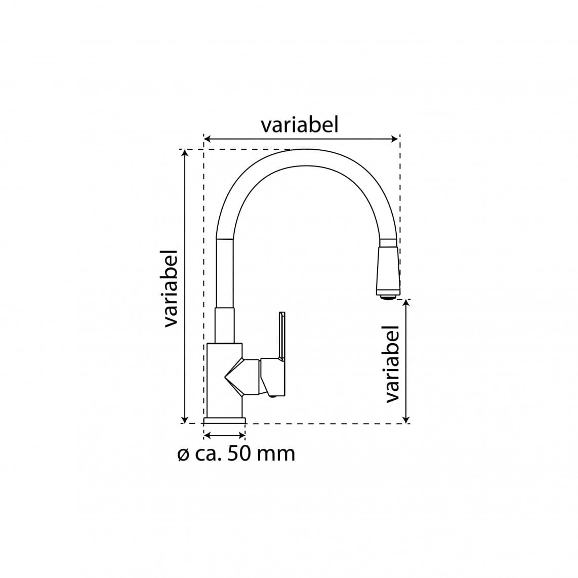 NI186FLNIB FLEXO Keukenkraan, RVS look / zwart