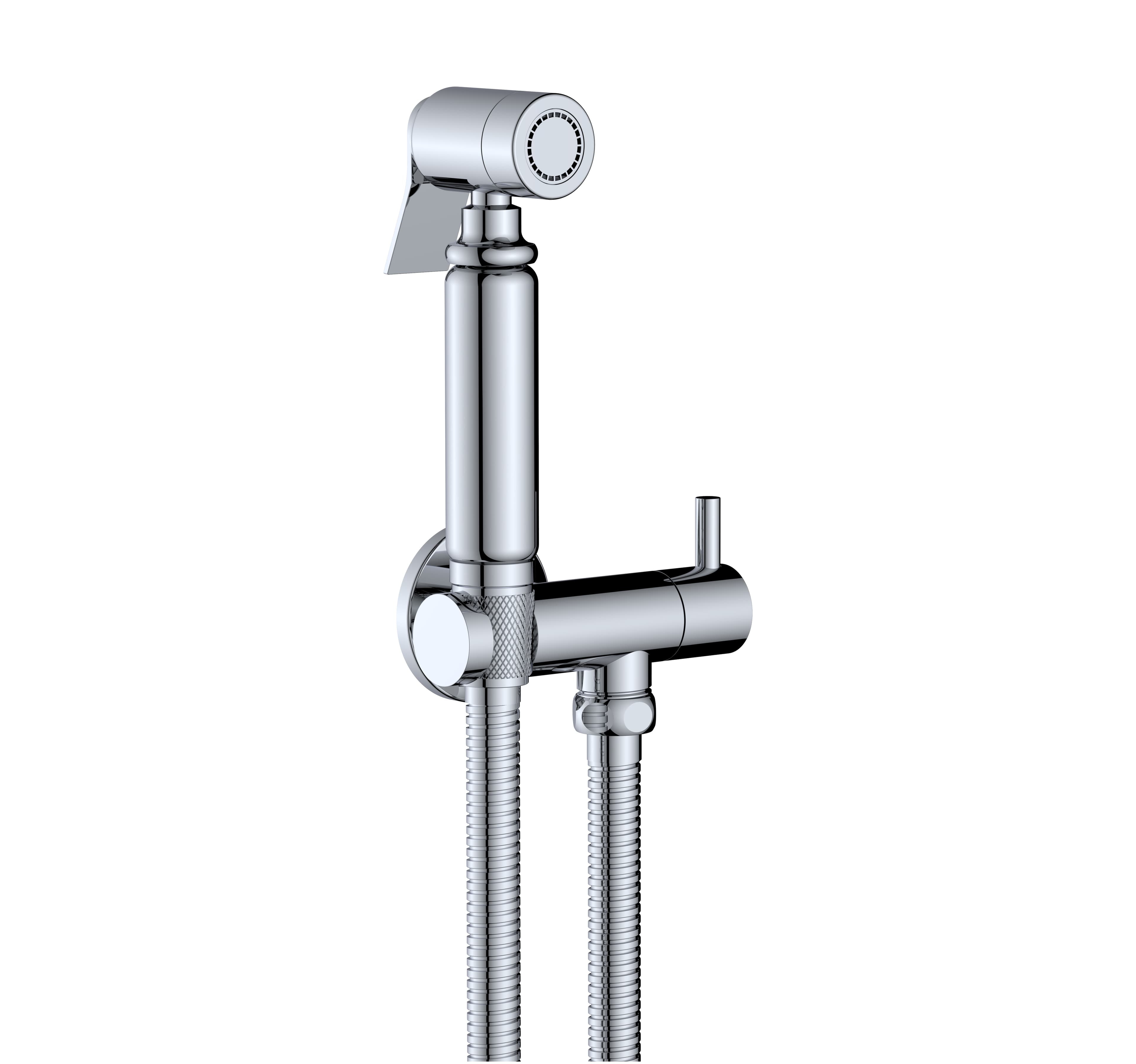 ALONI ROBINET BIDET - EAU FROIDE - DOUCHETTE - FLEXIBLE DE DOUCHE - SUPPORT - CHROME