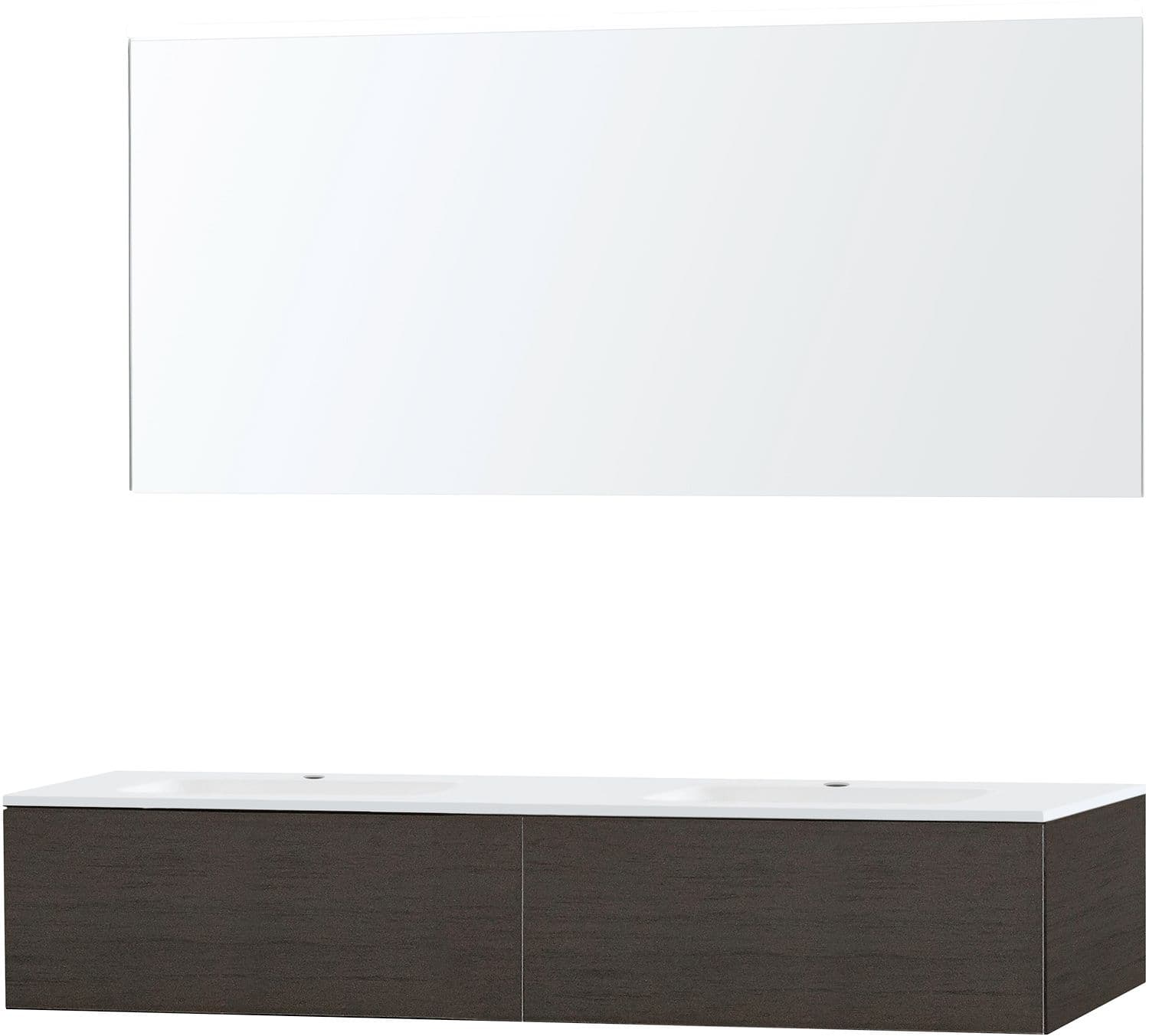 MEUBLE PURO DUO WENGE 160 1 TIROIR MARBRE SYNTHETIQUE MIROIR