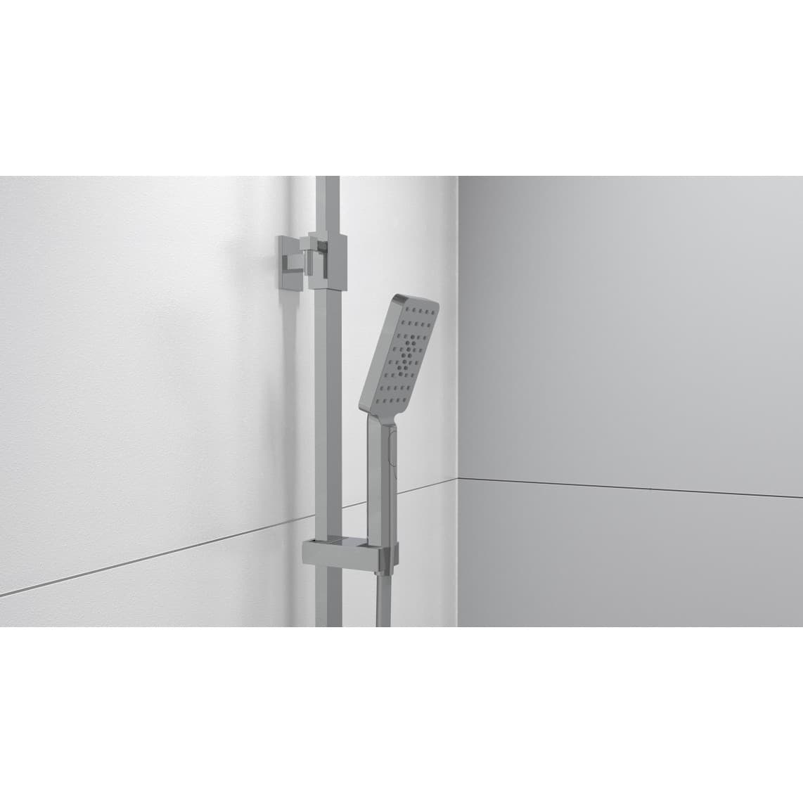 60530 OCEAN Overhead shower set, chrome/white, with thermostatic mixer, with tray