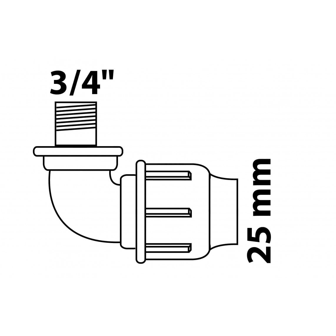 984847217 PP coude 90°, 25 mm x 3/4" M, raccord à serrer pour PEHD/socarex
