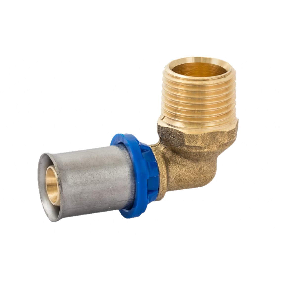 988715155 LT coude 90°, vierge, 16 mm x 1/2" M, raccord à sertir pour tube multicouche