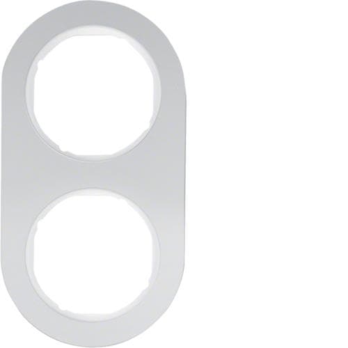Plaque de recouvrement 2 postes Berker serie R.Classic Alu / Blanc polaire