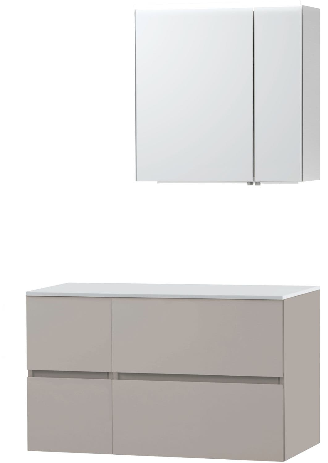 MEUBLE MOLTO POUDRE GRIS 105 POUR LAVABO A POSER SOLID ARMOIRE TOILETTE 70