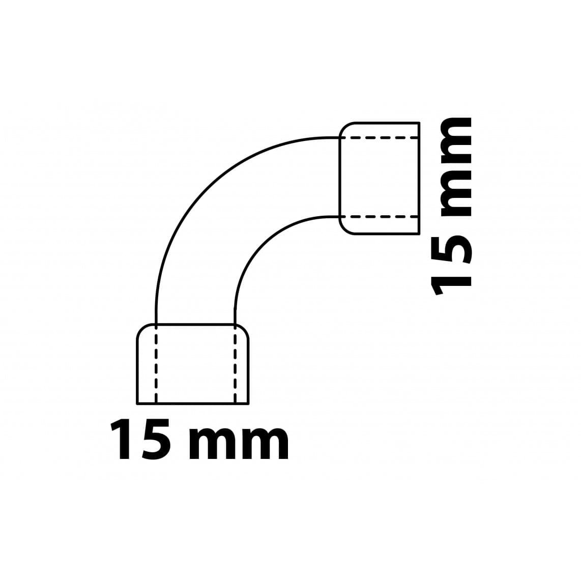 989013055 CU arc 90°, vierge, 15 mm, 2 manchons, (5002a)