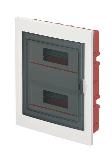 Coffret encastré Blanc 24 (2 x 12) modules avec porte fumée IP40 320 x 388 x 80mm l x h x p + kit