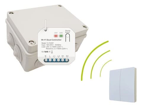 Boîtier étanche IP66 - 2 contacts avec gestion à distance RF + Wifi