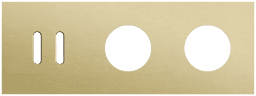 Plaque de recouvrement triple, horizontale 71 mm d'entraxe, pour une fonction de commutation double et deux fonctions de prise de courant, Niko Rocker alu gold brushed