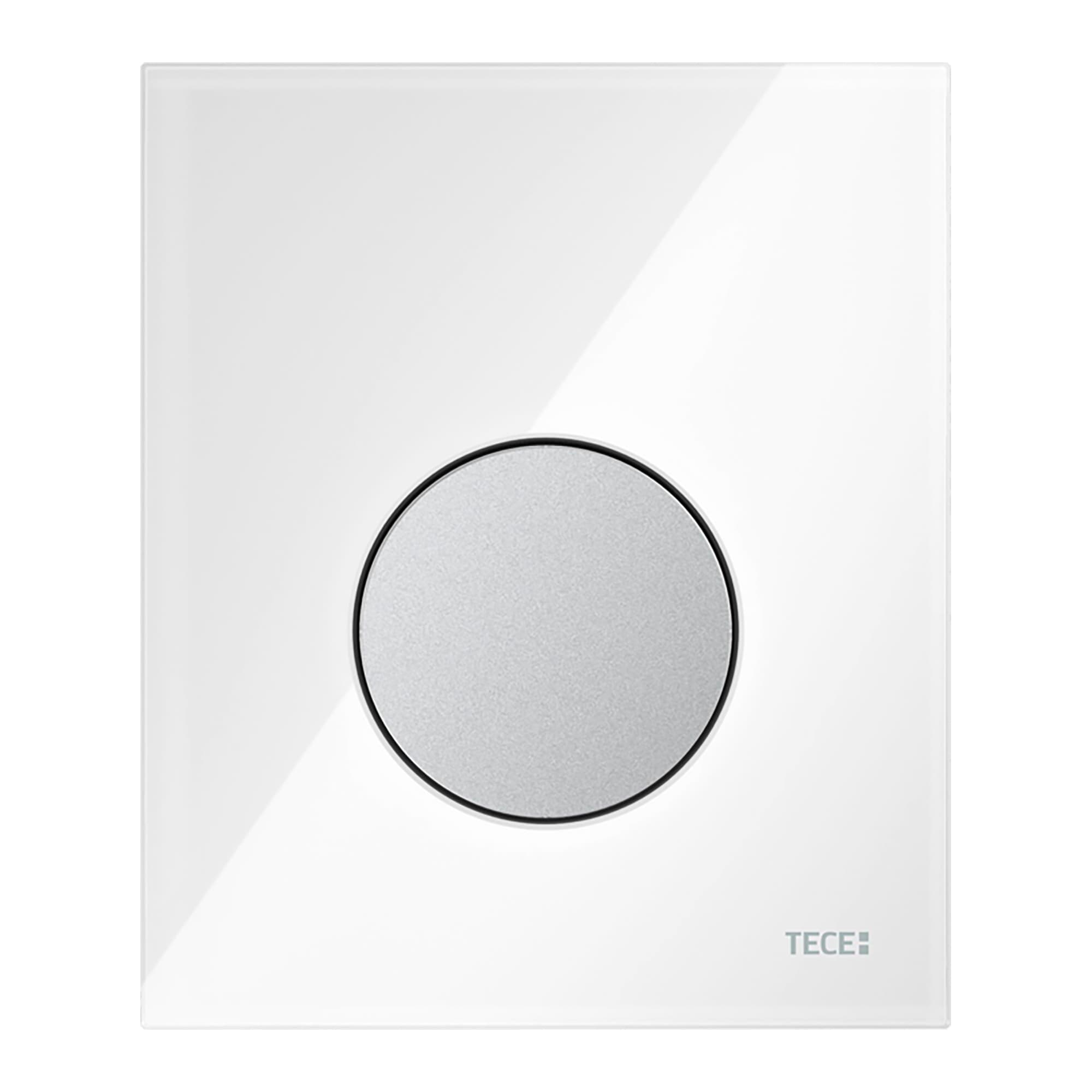 TECELOOP GLASS - PLAQUE DE DÉCLENCHEMENT URINOIR - CARTOUCHE INCLUSE - VERRE - VERRE BLANC BRILLANT - TOUCHE CHROMÉ MAT