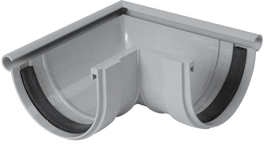 ANGLE EXTERNE PVC GOUTTIERE 125MM GRIS CLAIR