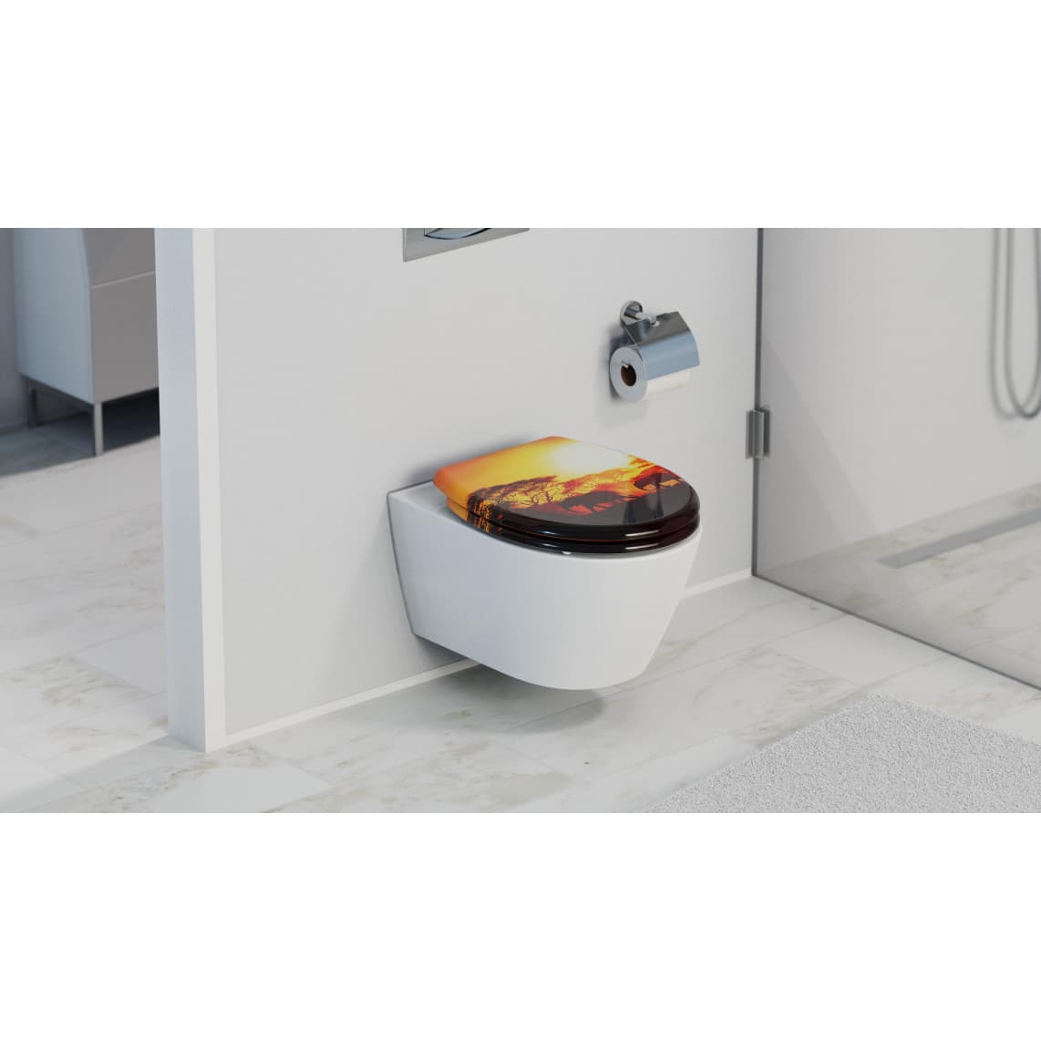 82360 abattant WC en Duroplast AFRICA, avec frein de chute et déclipsable