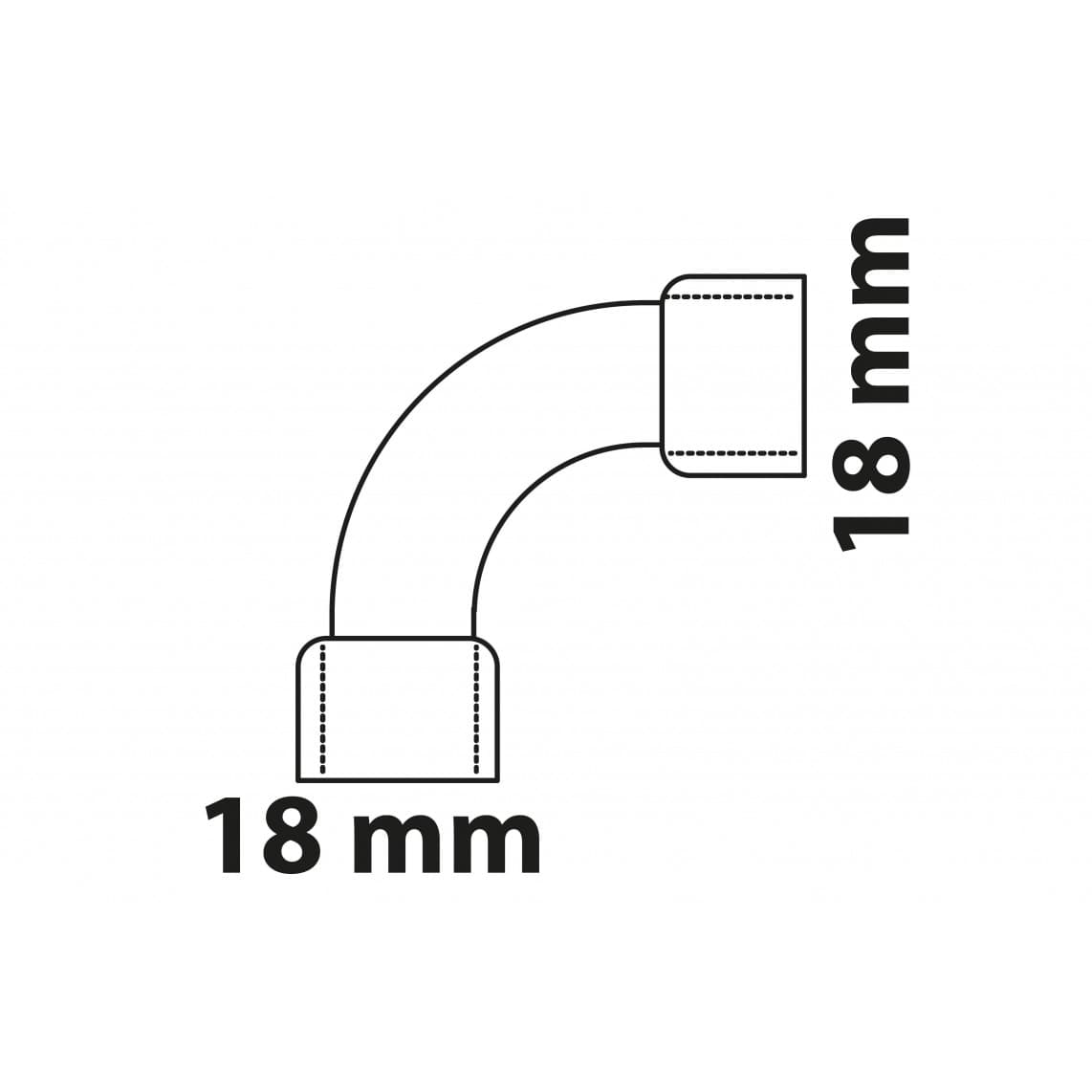 989014017 CU arc 90°, vierge, 18 mm, 2 manchons, (5002a)