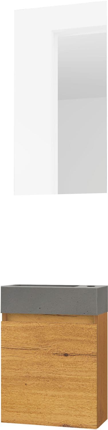 LAVE-MAINS FORM MINI BETON/ 1 PORT/MIROIR CHENE GOLD