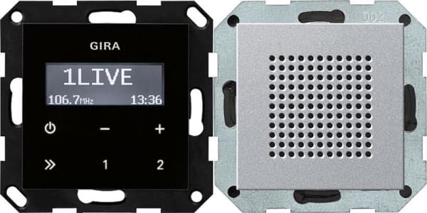 Radio RDS encastrée avec un haut-parleur teinte Alu module rapporté de commande en optique verre