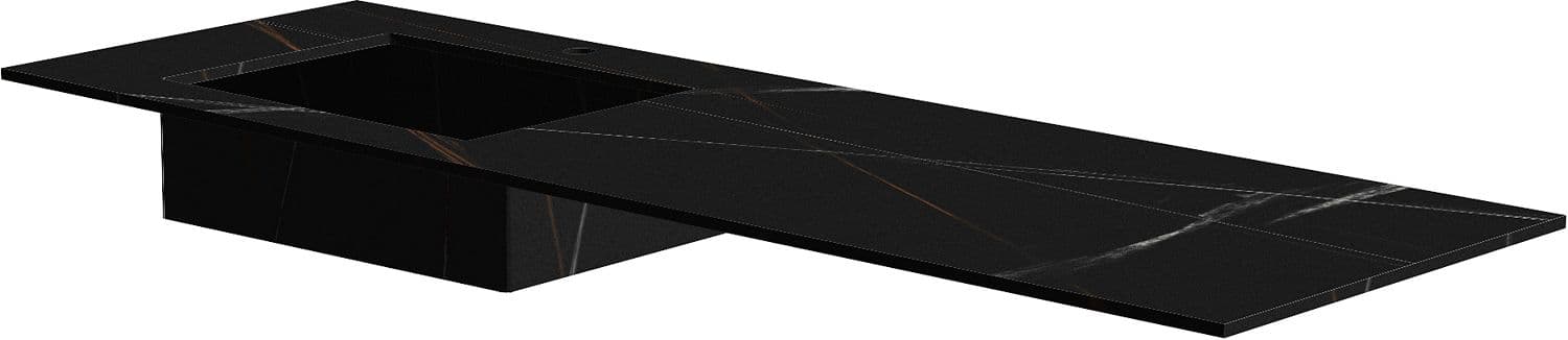 TABLET MARBRE CERAMIQUE PURO LAVABO S GAUCHE L160 H1,2 1TROU ROBINET BAMBOO BLACK