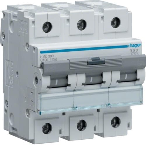 Disjoncteur 15kA 100A 3 pôles - courbe C - 4,5 modules