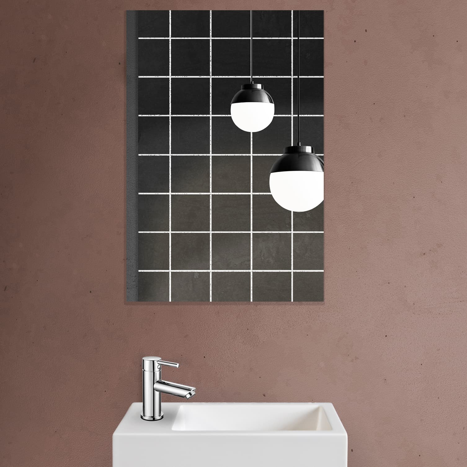 ALONI mkado miroir de toilette - avec cadre - 40X60X1,9 cm - marbre blanc