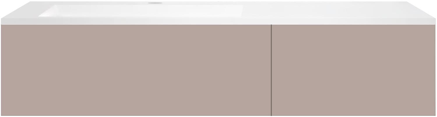 SOUS MEUBLE COFFEE 2 TIROIRS 140 MAT BASALTGRIJS+LAVABO EN MARBRE SYNTHETIQUE GAUCHE BLANC MAT