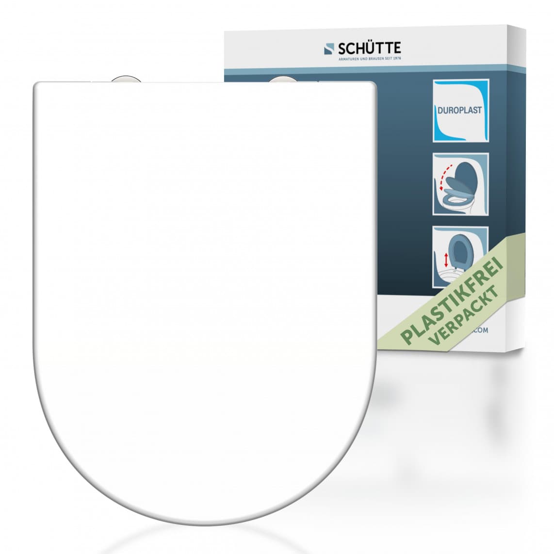 82910 abattant WC en Duroplast en forme de D WHITE, avec frein de chute et déclipsable