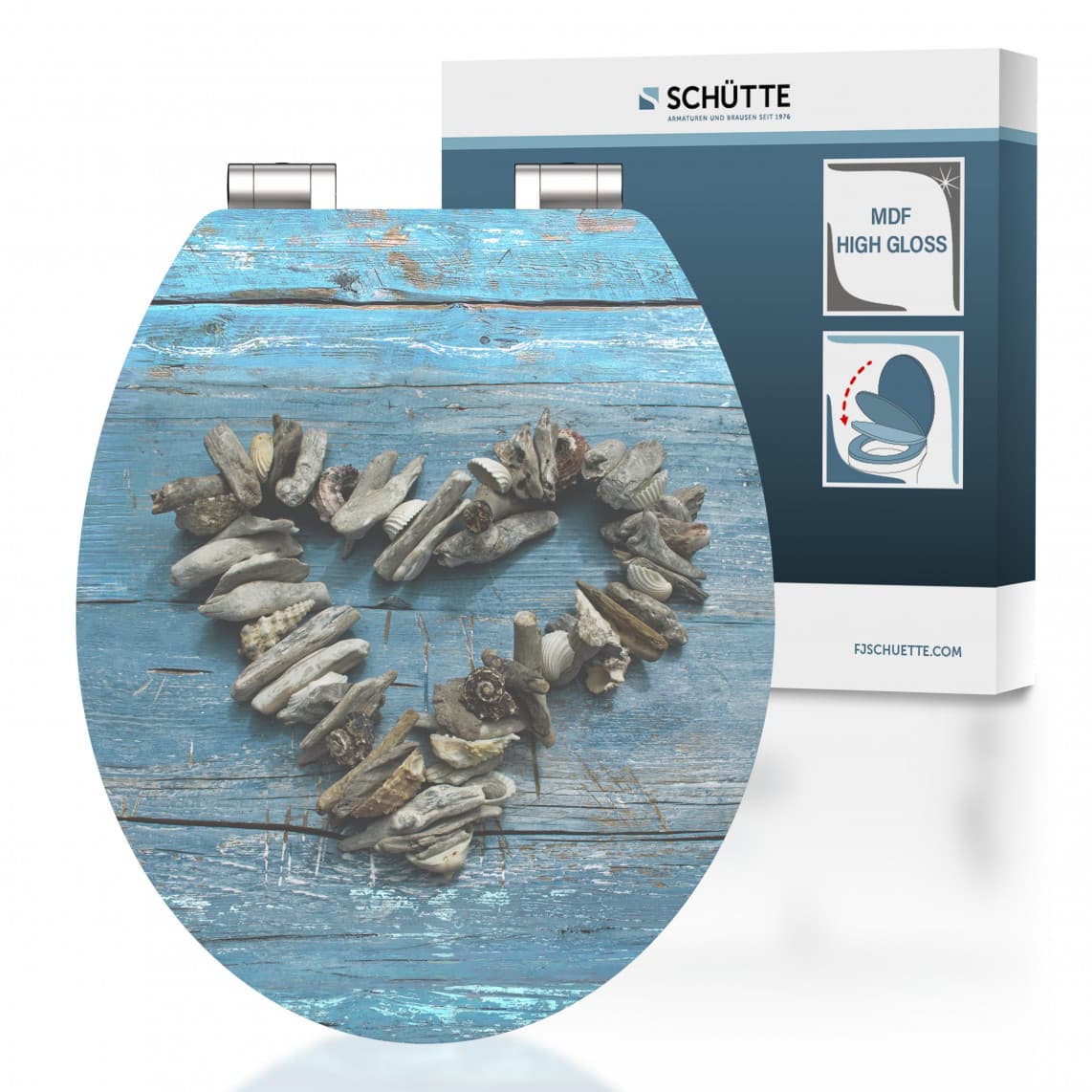 80540 abattant WC en MDF HG SHELL HEART, avec frein de chute
