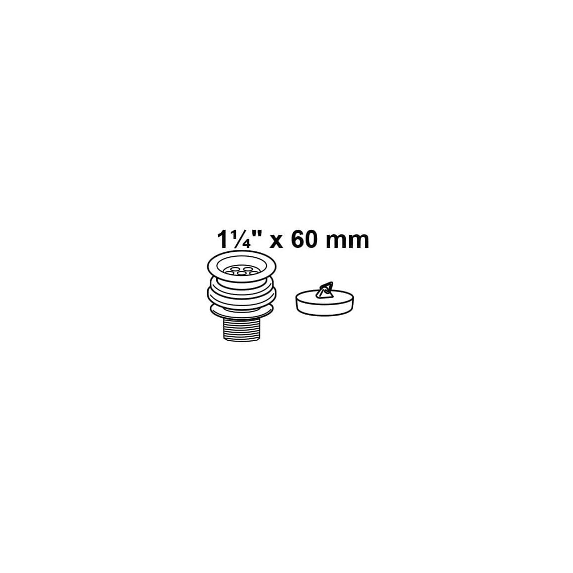 988070255 Stem valve with overflow, chrome, 1 1/4" x 60 mm, with plug