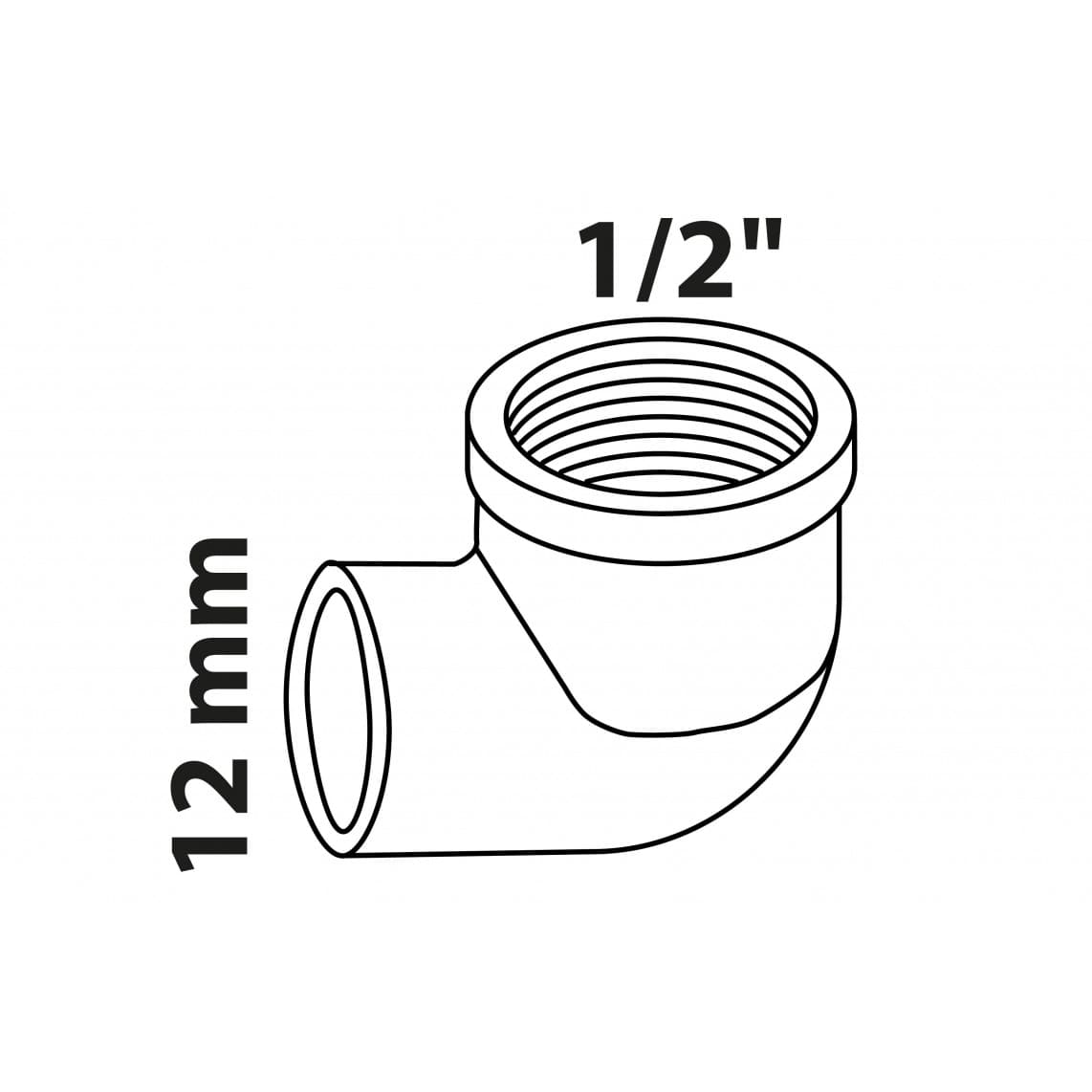 989235017 BR coude 90°, vierge, 12 mm x 1/2" F, 1 manchon (4090g)
