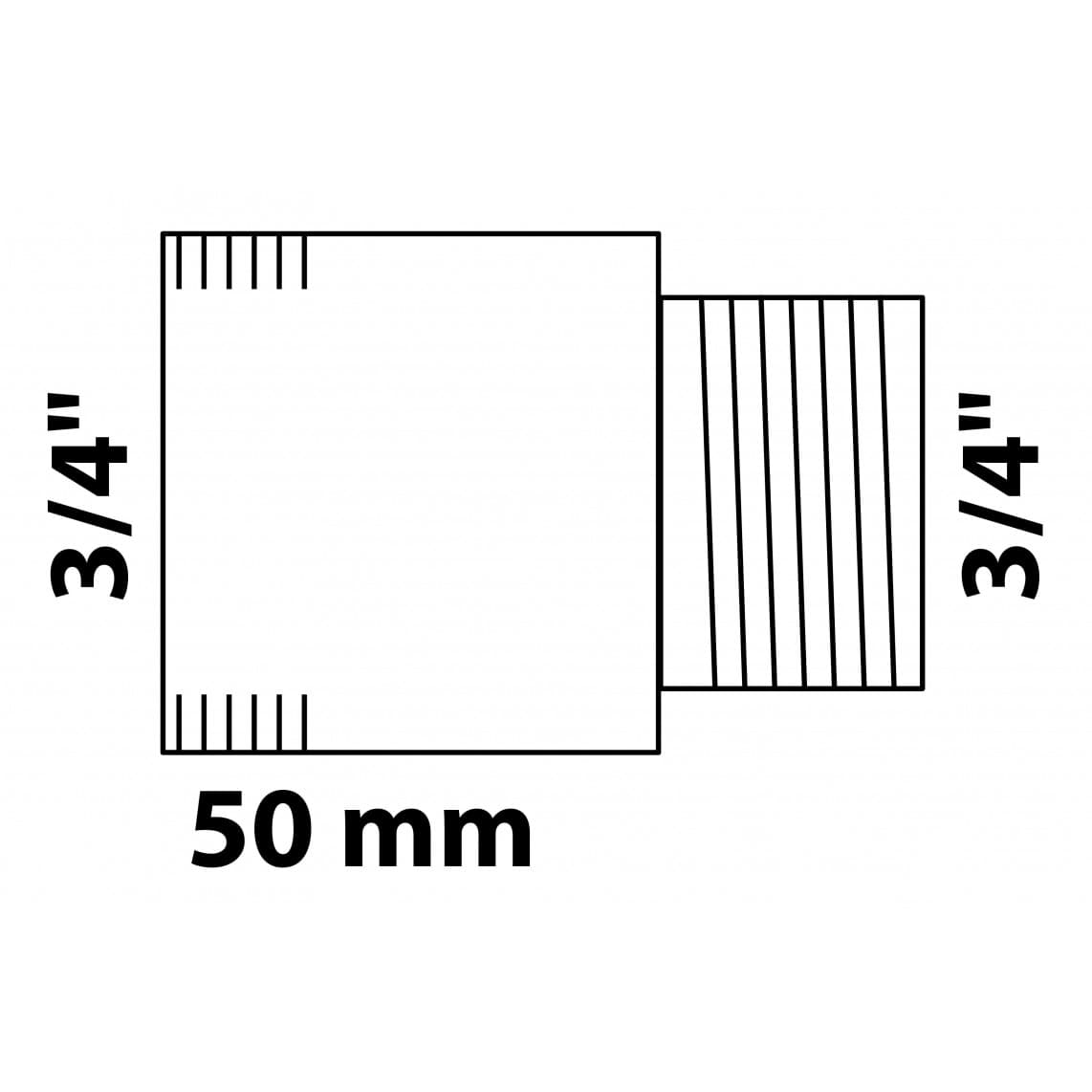989318555 Tap extension, brass, chrome, 3/4" x 50 mm