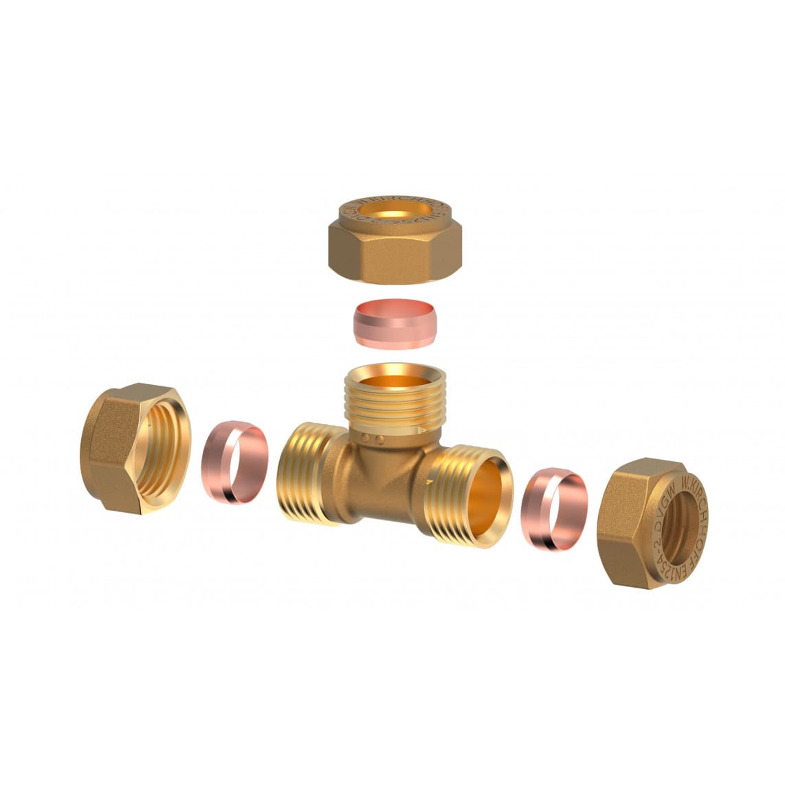 989453417 LT pièce en T, vierge, 22 mm, raccord à serrer pour tube en cuivre