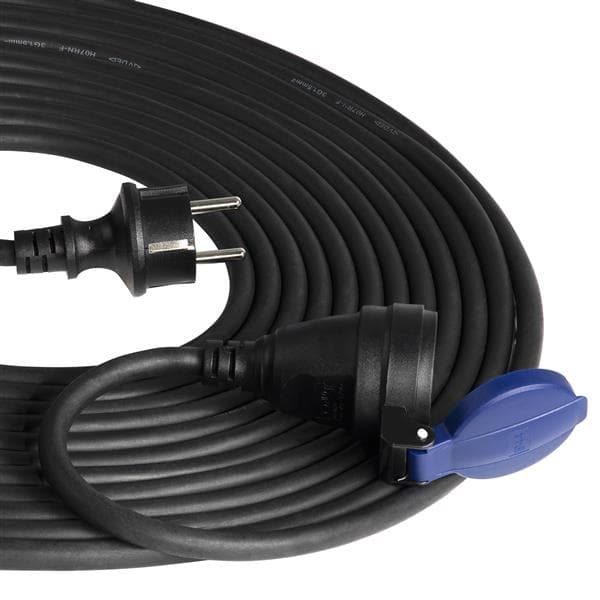 Rallonge heavy - duty avec câble caoutchouc longueur 10m IP44, 1 x 2 pôles + T, H07RN-F 3 x 1.5mm²,