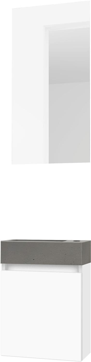 LAVE-MAINS FORM MINI BETON/ 1 PORT/MIROIR BLANC