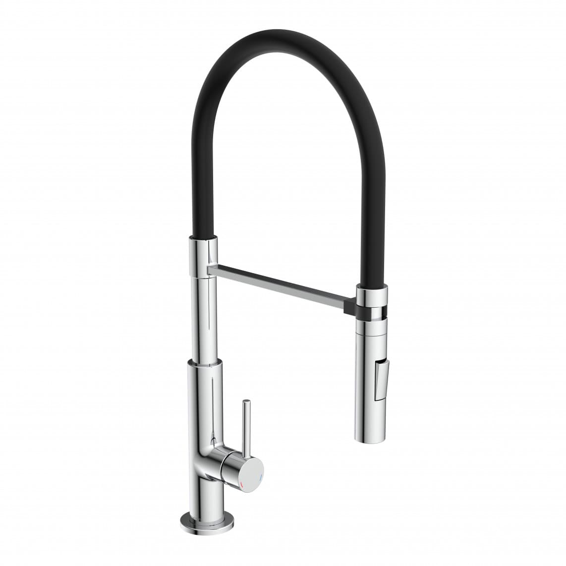 79180 STILO Keukenkraan, chroom/zwart, chroom/rood, met soft-touch slang