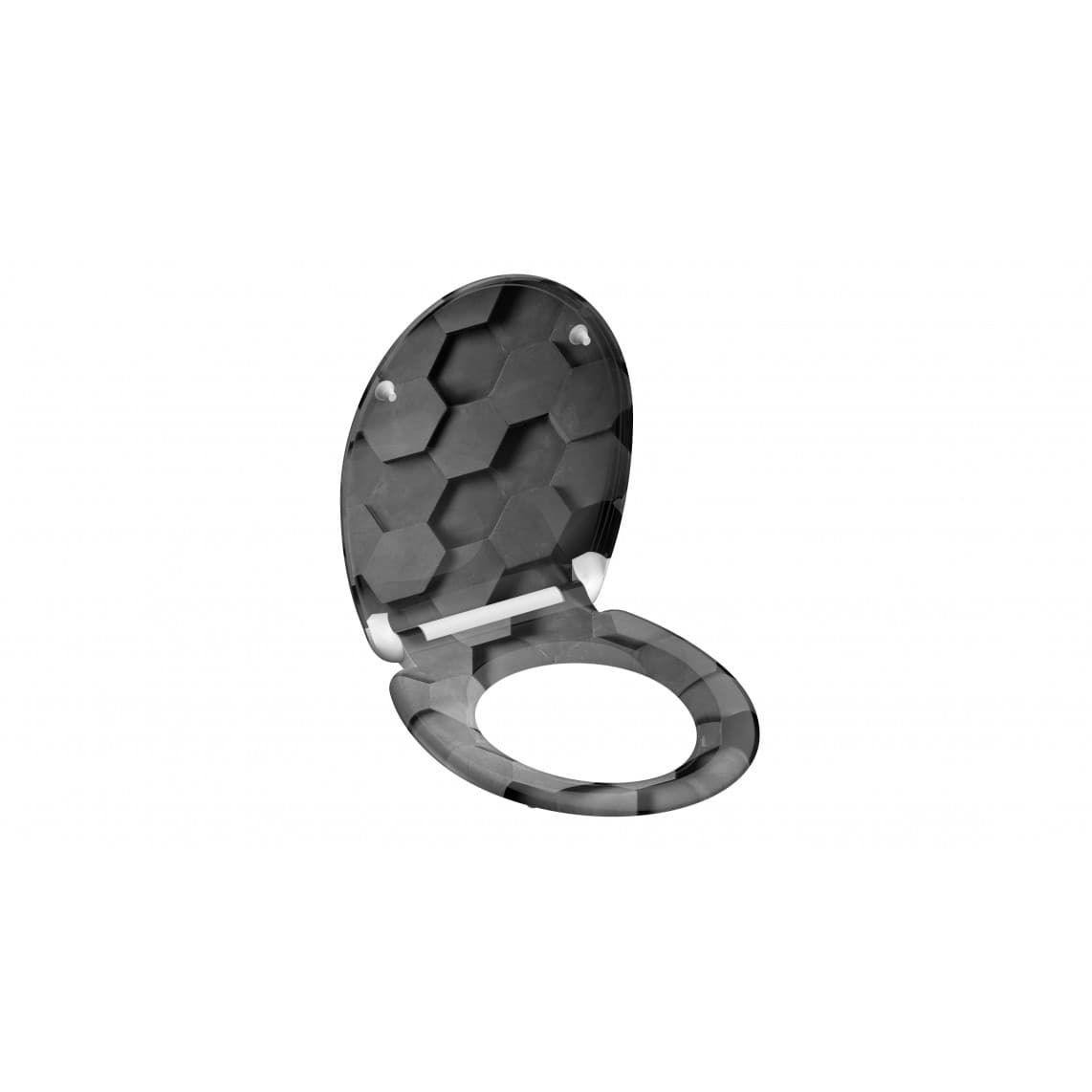 82392 abattant WC en Duroplast GREY HEXAGONS, avec frein de chute et déclipsable
