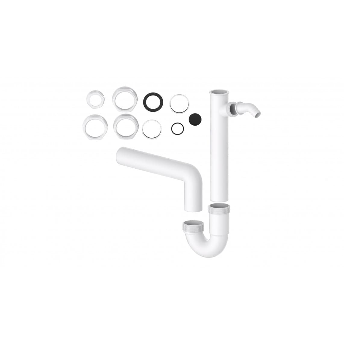 98831348 KS évier-siphon tubulaire, blanc, 1 1/2" F x 40 mm, avec 3/4" Raccordement de l'appareil